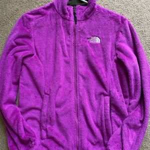 Magenta purple fuzzy North Face jacket